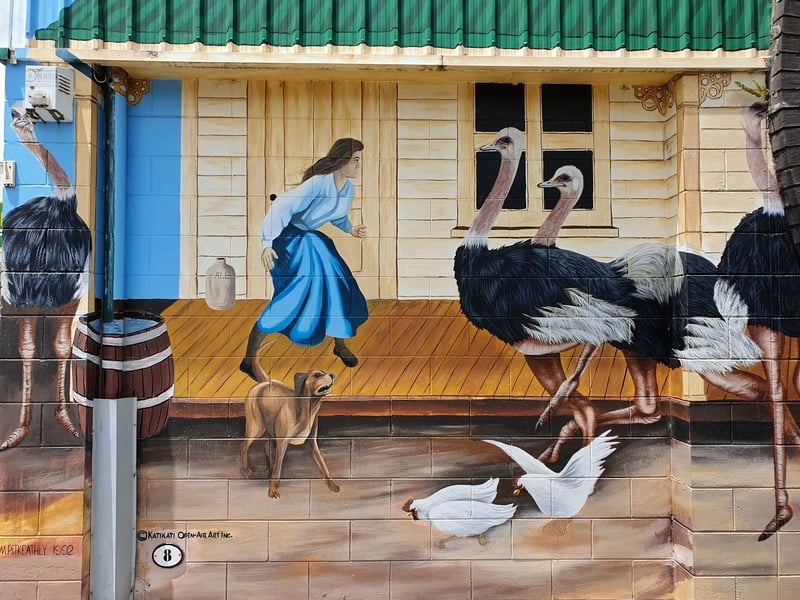 mural of the katikati ostriches
