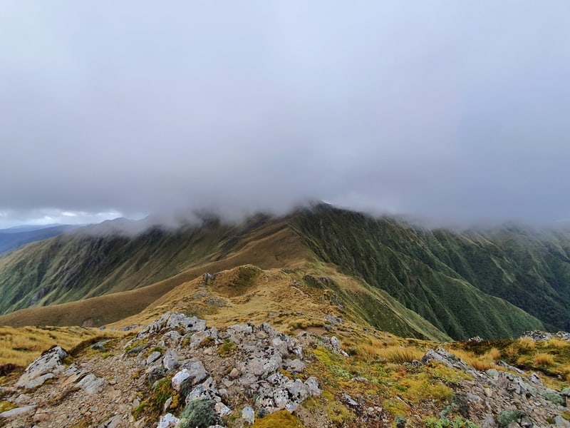 view towards Mount Hector Tararuas in the cloud