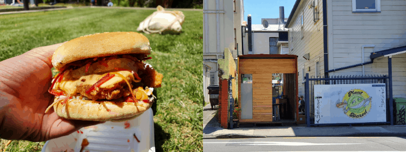 plant blazed burger and a photo of the lot