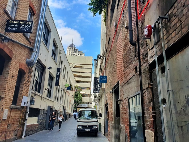 view of fort lane, aucklands oldest street