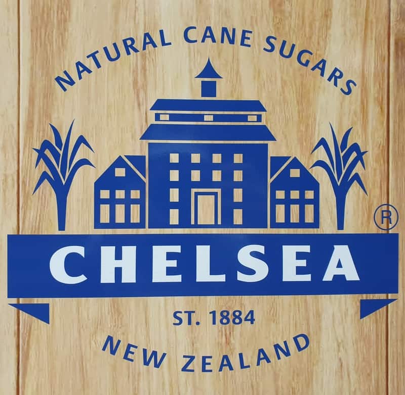 chelsea sugar logo on a plank of wood