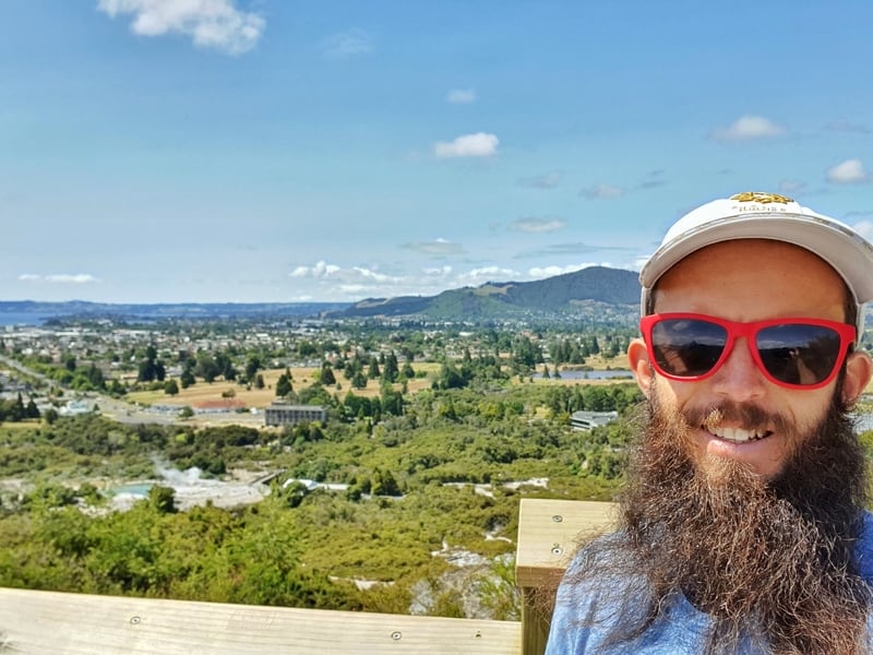 selfie of me overlooking rotorua from the track with mount ngongotaha in the background