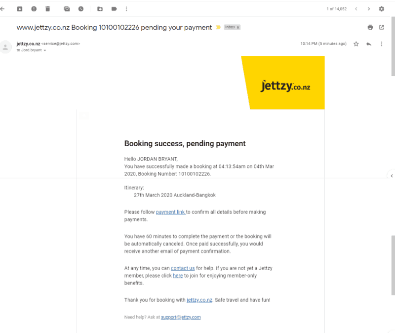 jettzy pending payment email