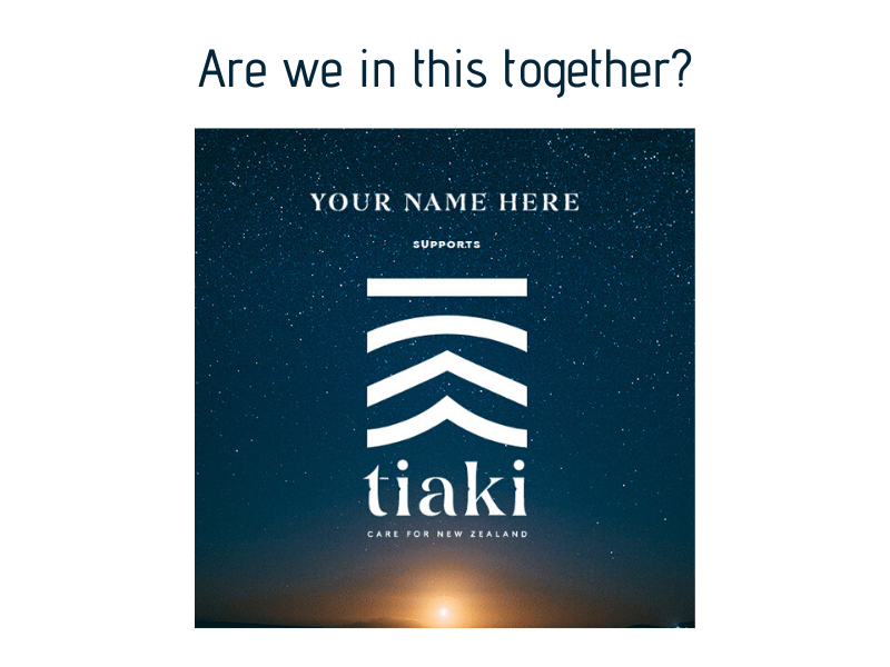 the tiaki pledge you can create with your name on it