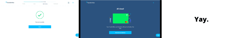screenshots from transferwise.com