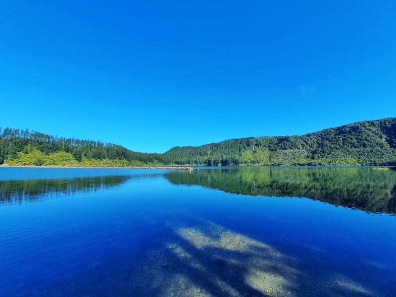 blue lake walk reflections