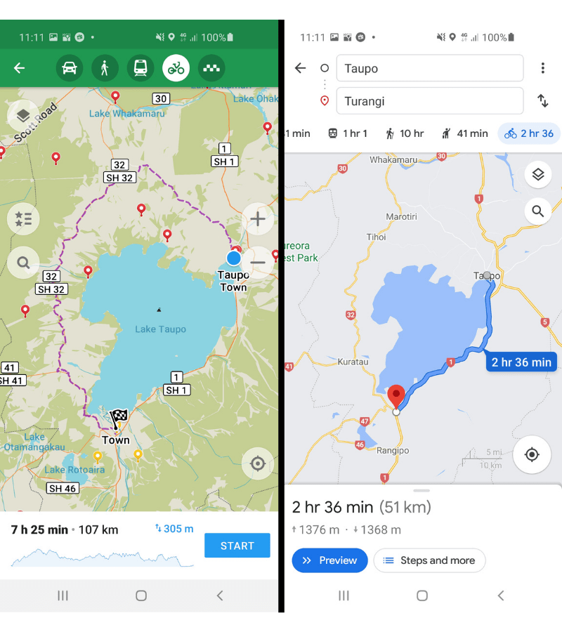 maps me vs google maps for cycling