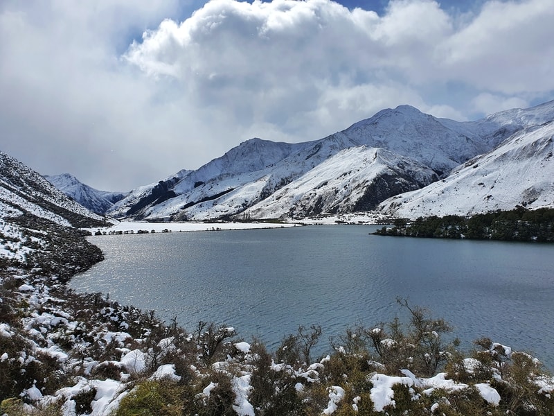 view of moke lake in winter
