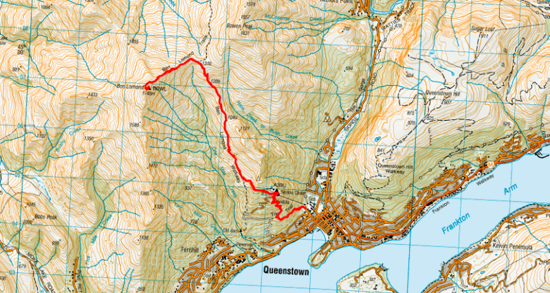 ben lomond trail map on nztopo