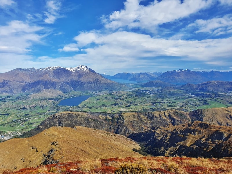 views over arrowtown and queenstown from the summit of the brow peak track