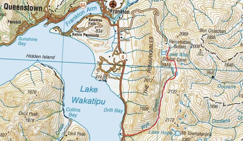 wye creek to lake alta map