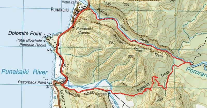 PORORARI-PUNAKAIKI-loop-map