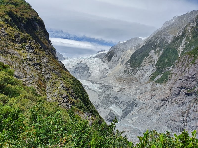 franz josef glacier from the roberts point track lookout