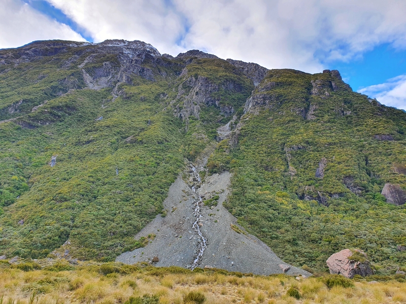 waterfall along the hooker valley track