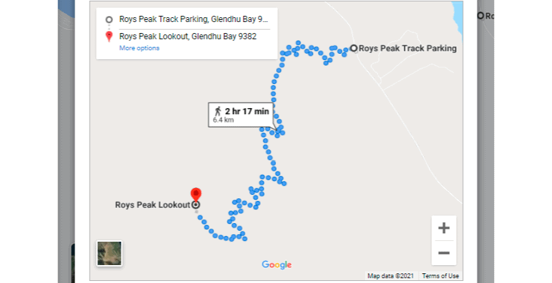 roys peak track map
