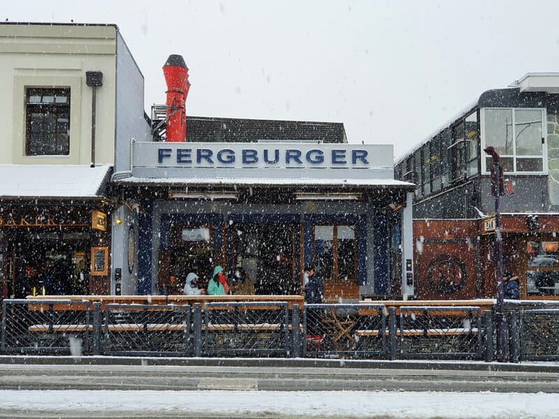fergburger during winter in queenstown