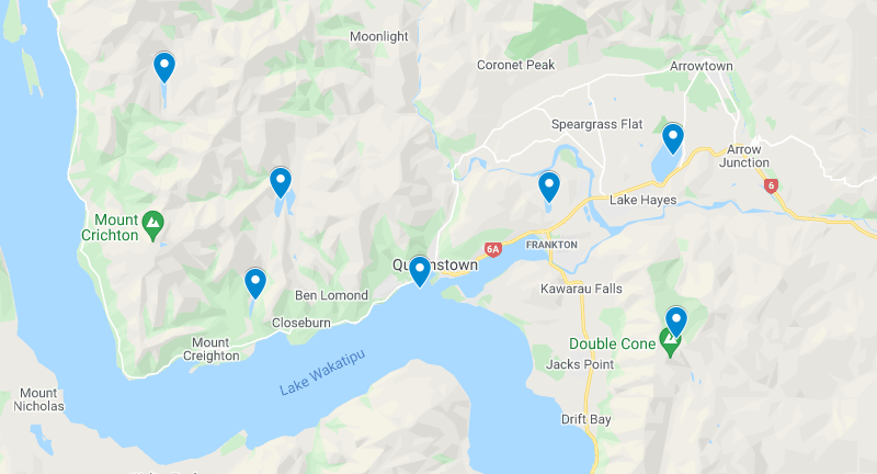 map of lakes in queenstown