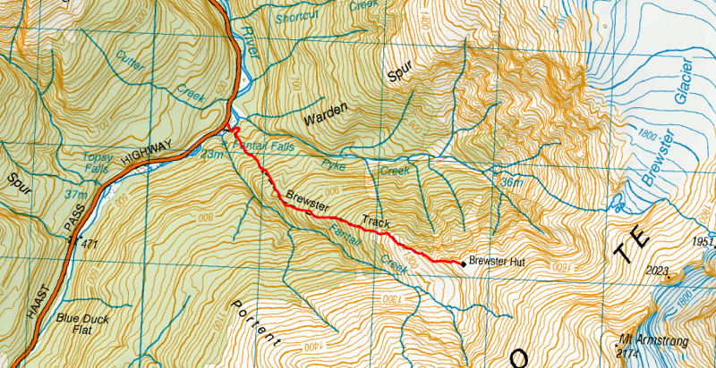 brewster hut track map