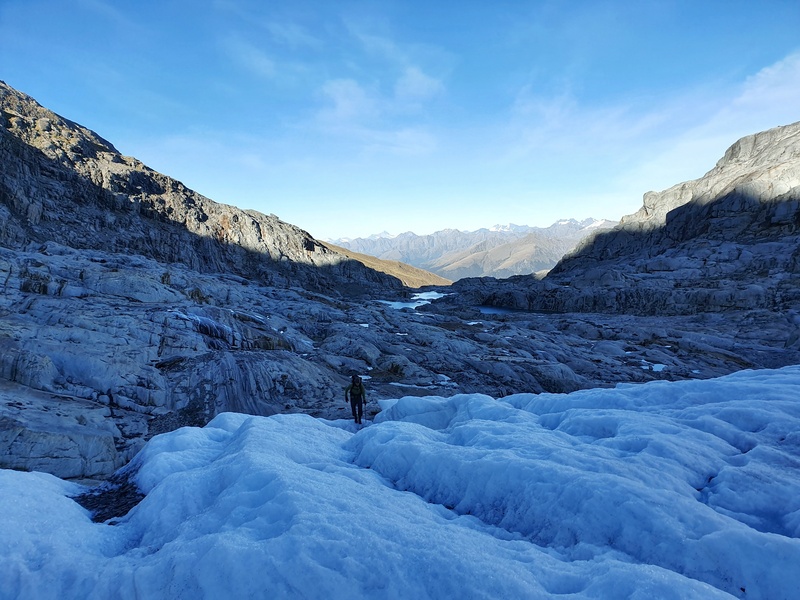 walking onto a glacier