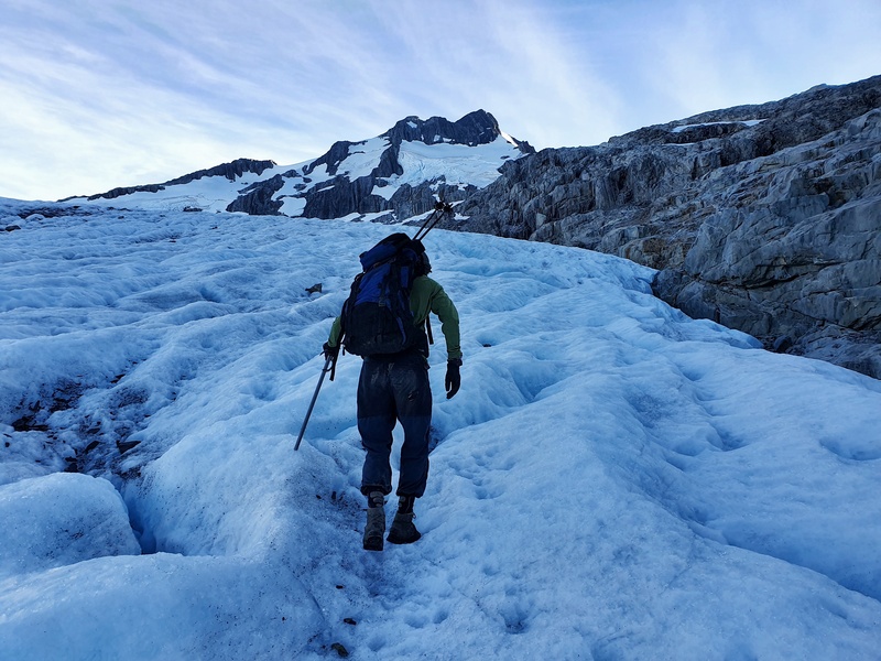walking up brewster glacier
