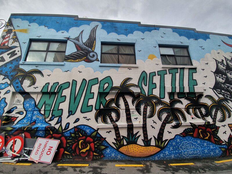 never settle mural queenstown