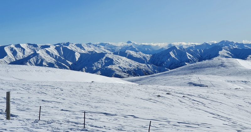 looking out towards mount aspiring from snow farm