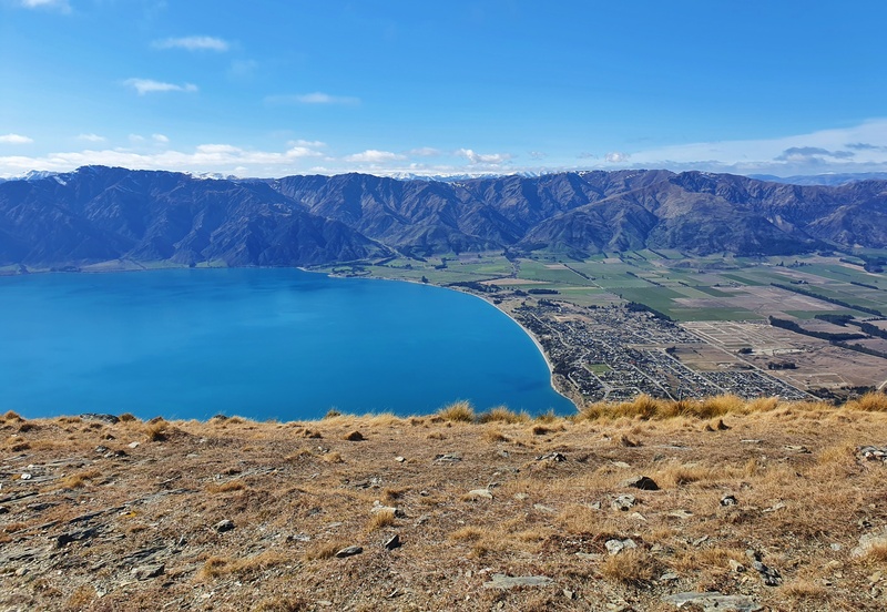 view of lake hawea from mount maude