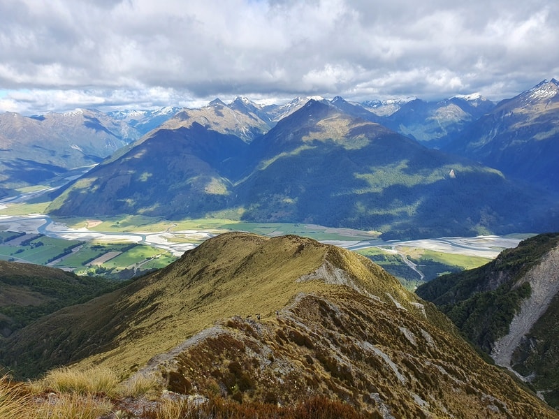 views over makarora from mount shrimpton track