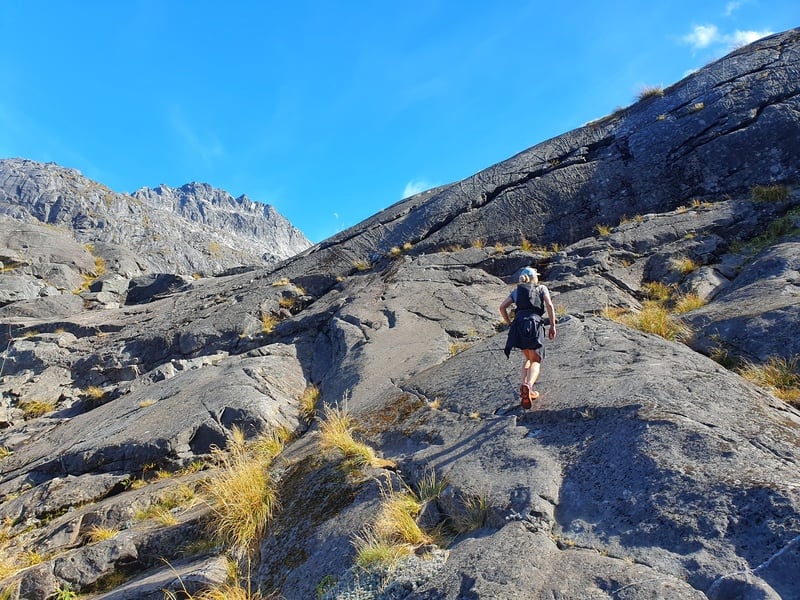 going up rocks to gertrude saddle