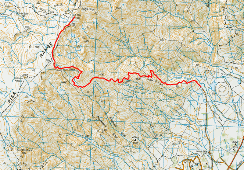 tinwald burn ridge track map