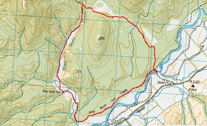 kiwi burn hut loop track map