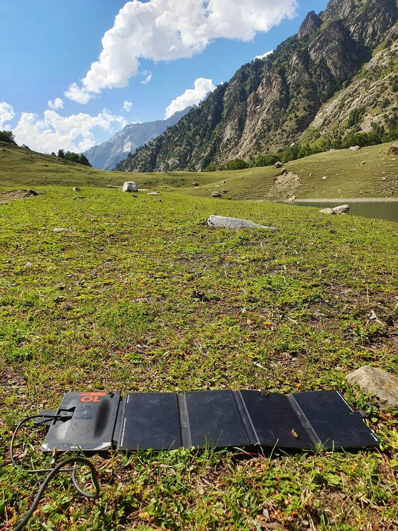 PWR SOLAR PANEL 10W in use while hiking