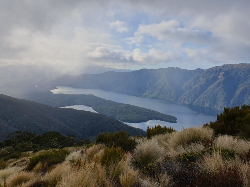 view over lake monowai from rodger inlet bushline hike