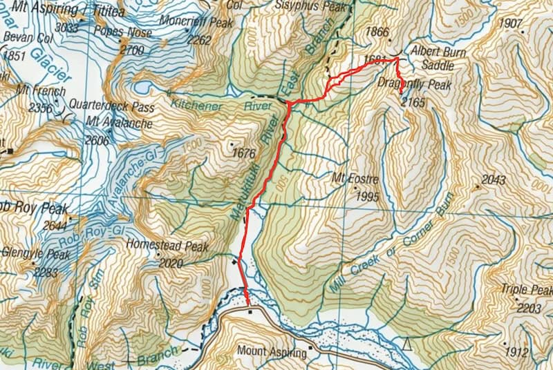 dragonfly peak track map