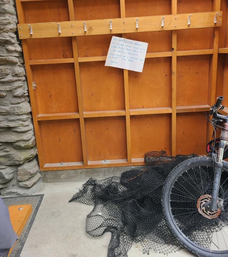 nets to protect bikes at aspiring hut