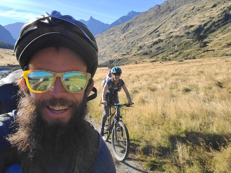 selfie on bike to aspiring hut