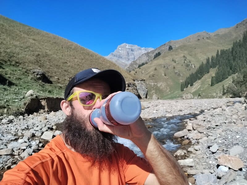 drinking from the water to go bottle