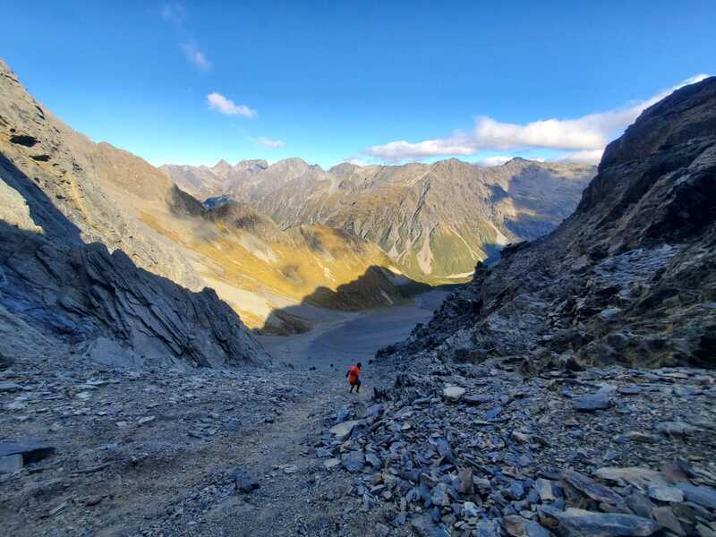 descent down southern side of gunsight pass