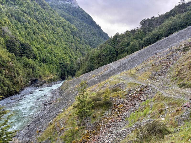 active slip near stock bridge on lake rere track
