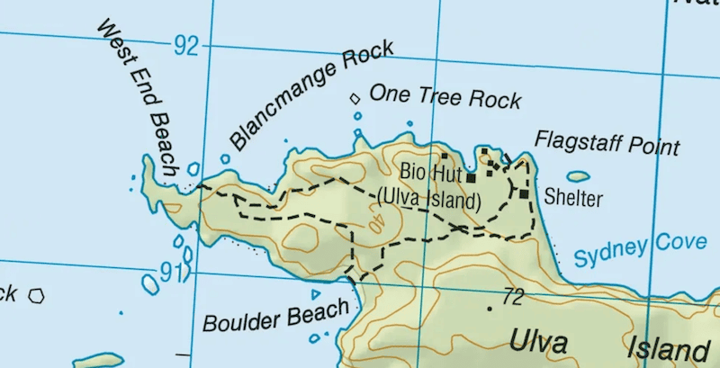ulva island walking tracks on topo map