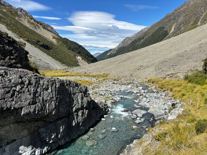 canyon creek and looking back at the track