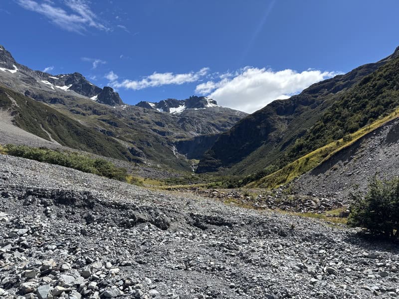 scree on the trail to the glacier