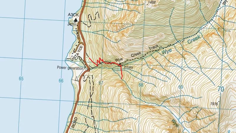 map of the wye creek to helipad track